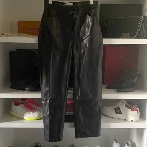 Abercrombie vegan leather ankle straight pants black  25/0 short